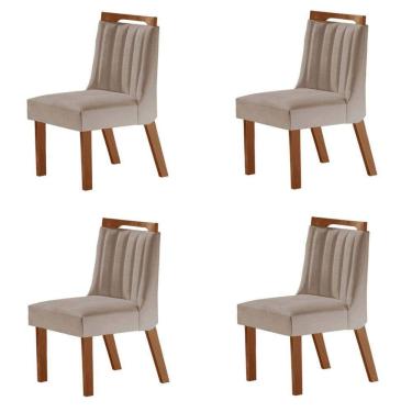 Imagem de Kit 4 Cadeiras Lottus Prêmio/Linho Bege - Lj Móveis