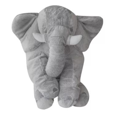 Imagem de Almofada Travesseiro Bebê Elefante  Pelúcia Gigante Cinza 80cm