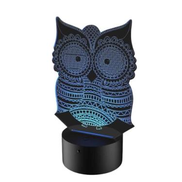 Imagem de Luminária de Led 16 cores e controle remoto - Coruja Ornamental