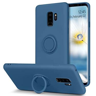 Imagem de Capa KANGYA para Samsung Galaxy S9 Plus, silicone fino | Suporte com suporte de anel de 360° | Suporte para carro Samsung Galaxy S9 Plus 6,2 polegadas capa para celular para meninas e mulheres, azul marinho