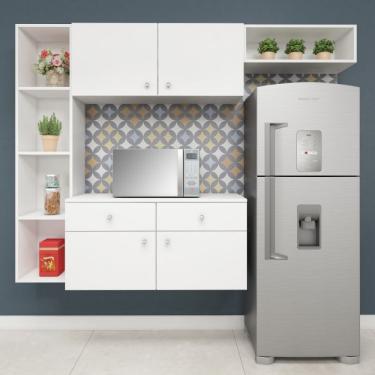 Imagem de Cozinha Compacta Suspensa com 5 Nichos 4 Portas e 2 Gavetas Itapuã Branco