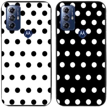 Imagem de 2 peças preto branco bolinhas impressas TPU gel silicone capa de telefone traseira para Motorola Moto todas as séries (Moto G Play 2023)