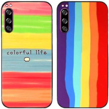 Imagem de 2 peças colorido vida arco-íris impresso TPU gel silicone capa de telefone traseira para Sony Xperia todas as séries (Sony Xperia 5)