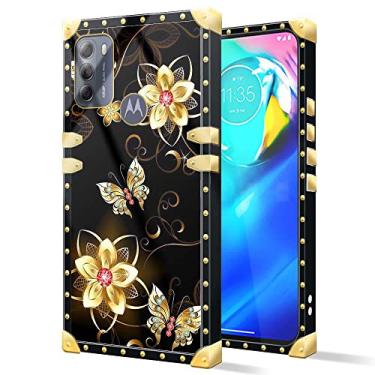 Imagem de DAIZAG Capa compatível com Moto G Power 2022, B Golden Garden Butterfly Case Luxury Elegant Women Girls Metal Decoration Corner Classic Retro Soft TPU Case para Moto G Pure