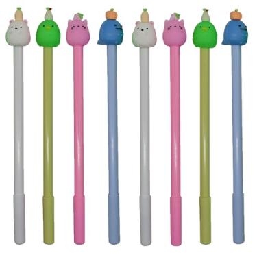 Imagem de Maydahui 12 peças de desenho animado animal fruta gel caneta fofa Kawaii expressão criativa tinta preta para material de escritório escolar