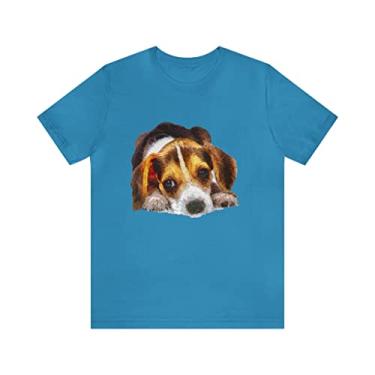 Imagem de Beagle 'Daisy Mae' - Camiseta de manga curta unissex Jersey, Azul (aqua), XXG