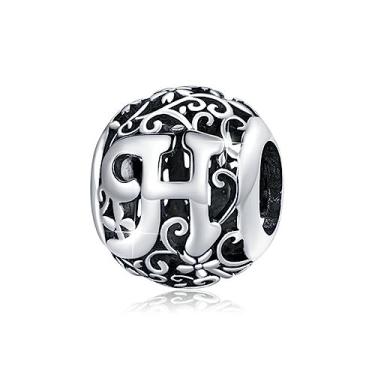 Imagem de Pulseira de prata esterlina 925 A-Z com letra inicial berloques do alfabeto para pulseiras Pandora, miçangas, colar faça você mesmo, pingentes de tornozeleira para mulheres e meninas, presentes de