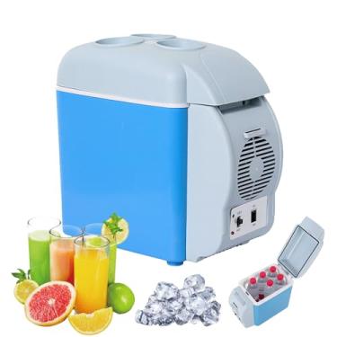 Imagem de CNAOHGHN Geladeira portátil de 7,5 L, sem gelo, mini geladeira de carro portátil para viagens, geladeira portátil silenciosa para acampamento, freezer, veículo, caminhão, trailer, barco, caixa