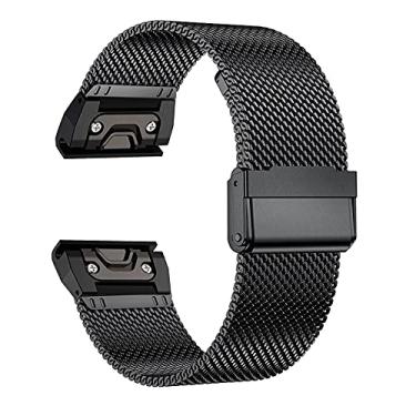 Imagem de EANWireless Pulseira de substituição para Fenix 7/6/5, pulseira de relógio de aço inoxidável de malha de 22 mm, fácil ajuste, compatível com Garmin Fenix 6 Pro/6 Safir/5 Plus, Forerunner