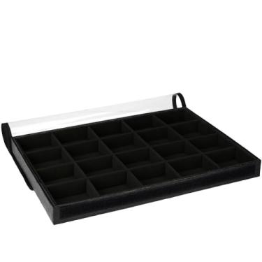 Imagem de Bandeja Grande BIG Porta Joias Caixa Organizadora Expositor Joias Bijuterias Guarda Joias com Capa (Preta)