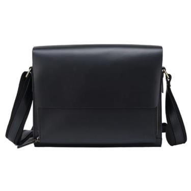 Imagem de Bolsa mensageiro masculina de couro legítimo, mala grande, bolsa de ombro para escritório, negócios, viagens, faculdade, b