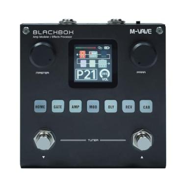 Imagem de M-VAVE Pedal processador multiefeitos para guitarra, com mais de 80 efeitos embutidos, modelagem de amplificador 44,1 KHz / 24 bits 6 + 1 efeitos simultâneos, bateria recarregável integrada BLACKBOX