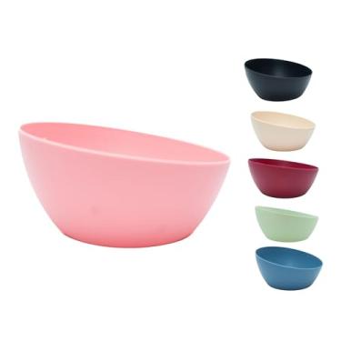 Imagem de Kit 12 Tigelas Plástico Livre de BPA Pote de Sobremesa Cereais Petiscos Plástico Bowls Cumbuca 400ml 7x14cm Ideal Para Crianças Idosos Sopas e Caldos (Rosa)