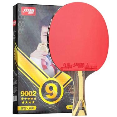 Imagem de Raquete de tênis de mesa DHS 9 Star 9002/9006, profissional 5 madeira 2 ALC ofensiva Ping Pong com borracha aderente Hurricane 3 (9002-FL-Longhandle)