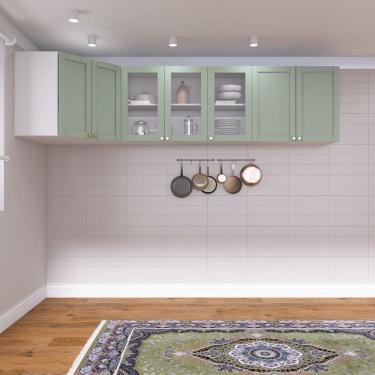 Imagem de Cozinha Modulada 3 Peças 3 Aéreos Arizona CabeCasa MadeiraMadeira Branco/Menta