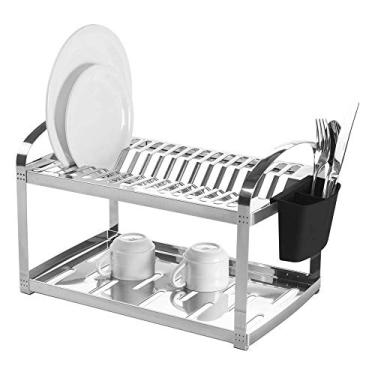 Imagem de Escorredor 16 Pratos com Escorredor de Talheres Plástico Suprema, 50,5 x 27 x 28,5 cm, Aço Inox, Brinox