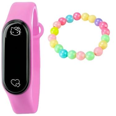 Imagem de Orizom Kids - Kit Encantador para Meninas: Relógio Digital Infantil LED Rosa + Óculos Sol + Pulseira de Silicone Resistente à Água com Temática de Ursinho