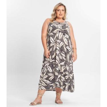 Imagem de Vestido Midi Feminino Plus Size Secret Glam Bege