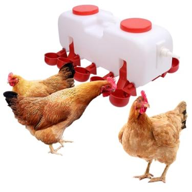 Imagem de Bebedor Automático Com 10 Copos de água, Bebedouro Com Copo de Enchimento Automático de Rega de Frango Higiênico de Plástico Adequado para Pintinhos, Codornas, Pombos, Pombas e