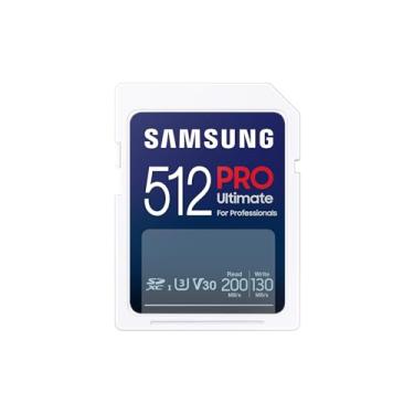 Imagem de Samsung Cartão de memória PRO Ultimate Full Size 512GB SDXC, até 200 MB/s, 4K UHD, UHS-I, C10, U3, V30, A2, para DSLR, câmeras sem espelho, PCs, MB-SY512S/AM