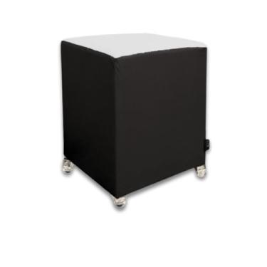 Imagem de Puff Quadrado Banqueta Com Rodinhas Rodizio Decoração Eventos Conforto (Assento Branco)