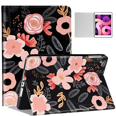 Imagem de Uppuppy Capa para iPad Air 2/1ª geração e para iPad 5ª (2017)/6ª (2018)/Pro 24.6 cm flores fofas floral Kawaii Partten Folio a1474 a1475 a1566 a1673 capa estética para mulheres e meninas
