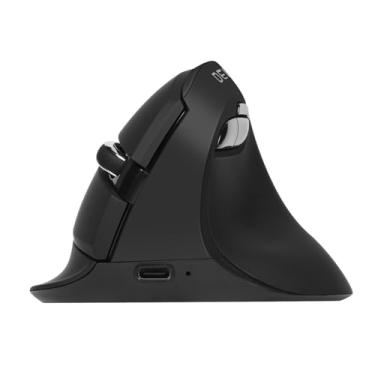 Imagem de Mouse vertical sem fio DeLUX, pequeno mouse ergonômico recarregável com BT 5.2 e receptor USB, 6 botões e 4000 DPI, para túnel do carpo (M618mini preto)