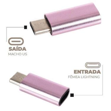Imagem de Adaptador USB-C Macho Para Lightning Fêmea - Rosa - Penton