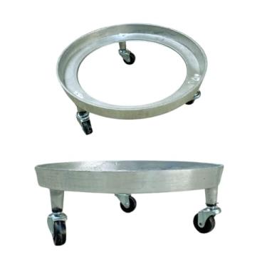 Imagem de Suportes Botijão de Gás e Vaso de Plantas Circular em Alumínio Fundido Rústico Resistente 3 Rodas (KIT 2 Unidades) | #Artplast