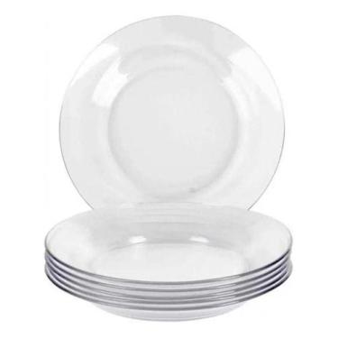 Imagem de Conjunto 6 Pratos Fundo Refeição Vidro Resistente Jantar - UDCHARMOSA,