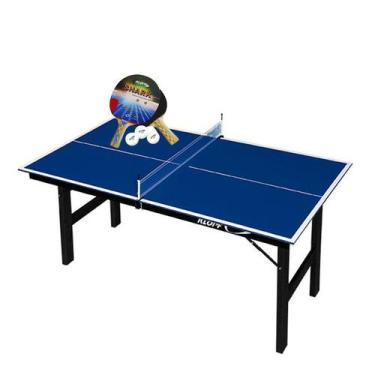 Imagem de MINI MESA PING PONG MDP 12mm Júnior 1003 KLOPF + KIT c/ 2 Raquetes e 3