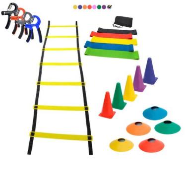 Imagem de Kit Treino Funcional Agilidade Escada 5 Cones 5 Chapéu Chinês + Kit c/