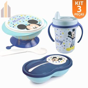Imagem de Kit Baby Mickey Tigela com Ventosa Pote Papinha Caneca Trio - Plasútil