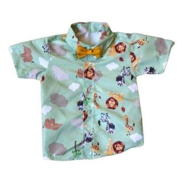 Imagem de Camisa Infantil Temática Safari Verde e Gravata - Pequenos Encantos Ba