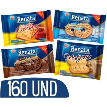 Imagem de Kit Biscoito em Sache Renata Chocolate, Cracker, Maizena e Leite - 160