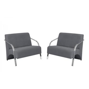 Imagem de Kit 2 Poltronas Namoradeira 2 Lugares Vênus Braço Alumínio D Salla Sue