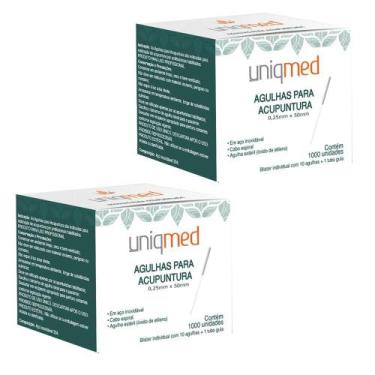 Imagem de Agulha Para Acupuntura 1000Un 0,25X50Mm Kit 2Cx Uniqmed