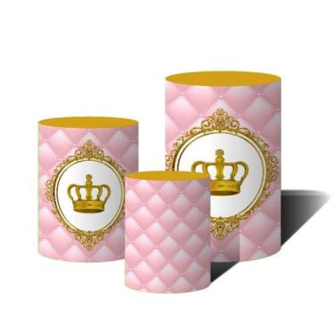 Imagem de Trio Capas Para Cilindro Versátil Coroa Realeza Menina Capitone C/ Elá