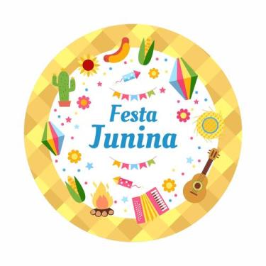 Imagem de Painel de Lona Redondo Festa Junina Elementos Tradicionais Arraiá - Fa