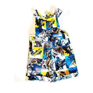 Imagem de Roupas De Bebê Jardineira Brim Jeans Super Batman Infantil - ANJO DA M