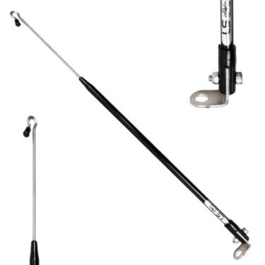 Imagem de Antena Corta Pipa Linha Anti Cerol Fio Retrovisor 2 Estágios Retrátil Moto Proteção Segurança Preta