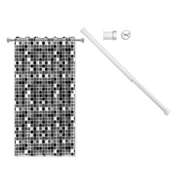 Imagem de Suporte Varão Banheiro 60 x 90 + Cortina Box Pastilha Preta - Maxeb