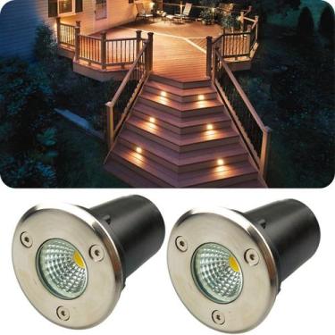 Imagem de Kit 2 Balizadores Spot Led Cob 3W IP66 Bivolt De Embutir Piso Chão Gra