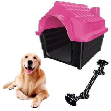 Imagem de Kit Brinquedo Cabo Guerra Cachorro + Casa Pet Grande N4 Rosa - MecPet