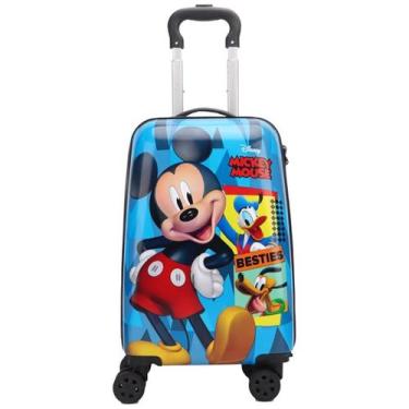 Imagem de Mala Rodinha Infantil Viagem Rigida Mickey Azul Escolar 360º Xeryus 