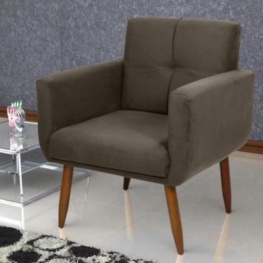 Imagem de Poltrona Decorativa para Sala Lilian Suede Cappuccino - Mais de Casa