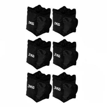 Imagem de Kit Caneleira de Peso 3 Pares Tornozeleira Para Treino Perna de 1kg à 