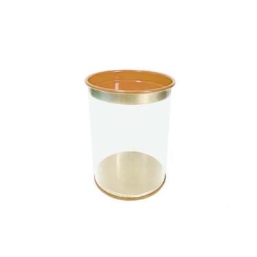 Imagem de Latinha Tubular Transparente com Tampa Dourada em Metal - ø6,5 cm x 8,
