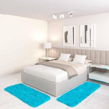 Imagem de Jogo Tapete Passadeira Quarto 2 Uni Turquesa 50 x 140 cm - Tapetes Sat