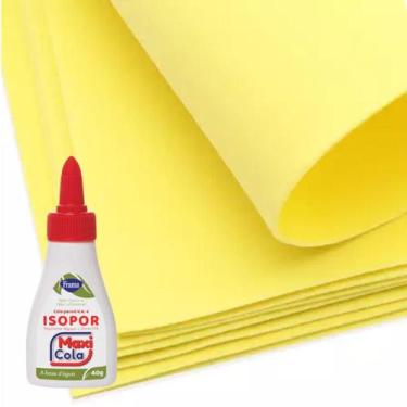 Imagem de Kit EVA Amarelo mais Cola EVA / Isopor - 5 folhas 40cm x 48cm - DUBFLE